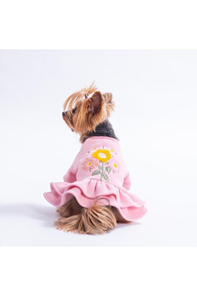 Pawstar Pink Arosa Nivalis Flower Embroidered Cat Dog Dress Dog Outfit Cat Ou...