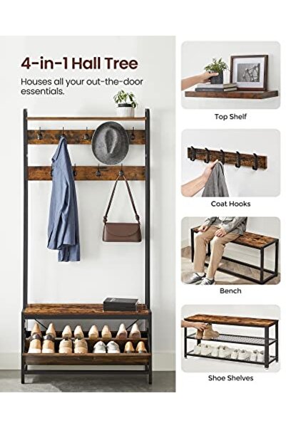 Talis Coat rack, Vasagle, Black, 85x30x180 cm