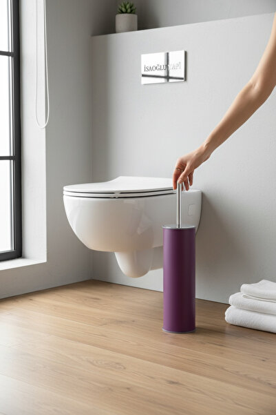 İSAOĞLU YAPI Purple Toilet Brush Colorful Bathroom Toilet Brush Stainless Ste...