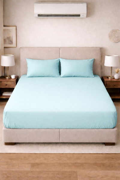 SHAL HOME 100% Cotton Double Fitted Sheet