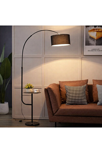 terndat Black floor lamp with shelf - luxurious and elegant design