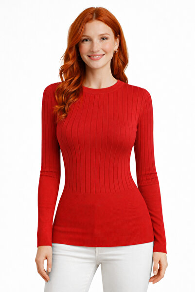 Neden Tekstil Crew Neck Ribbed Knitwear Sweater