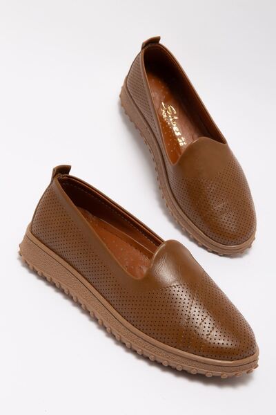 Hayalimdeki Ayakkabı Women's Brown Genuine Leather Orthopedic Ballerinas