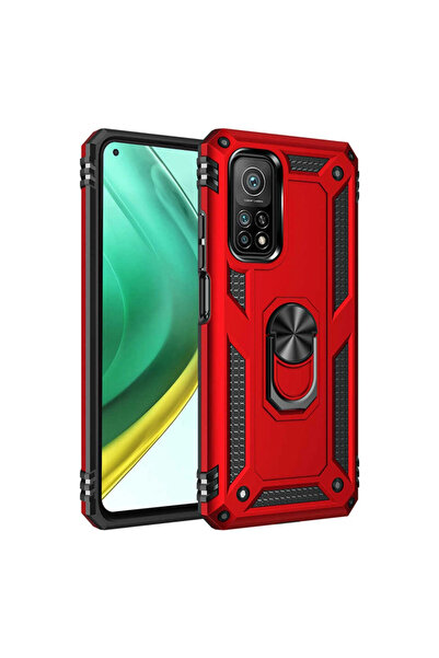 eco port Mi 10t Pro Compatible Case Sofia Ringed Silicone Cover - Red