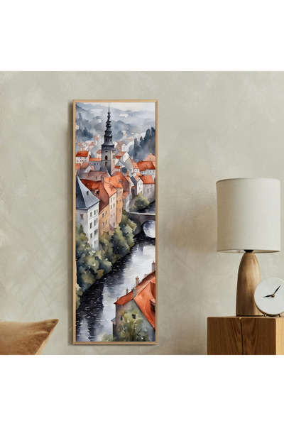 woodhomeworks Tek Parça Gerçek Ahşap dikey Panorama Çerçeveli Tablo