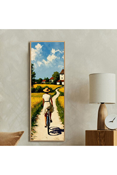 woodhomeworks Tek Parça Gerçek Ahşap dikey Panorama Çerçeveli Tablo bisikletl...