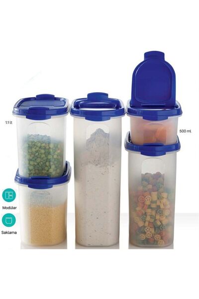 Tupperware حاوية تخزين بيضاوية مكونة من خمس قطع