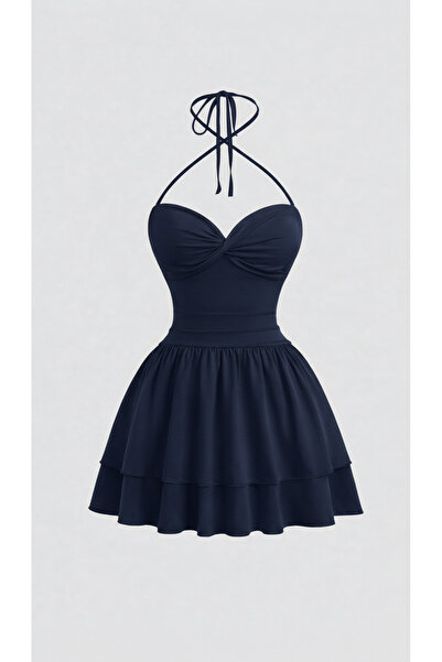 Dressco Vera - Burgu Göğüs Detaylı Volanlı Mini Elbise