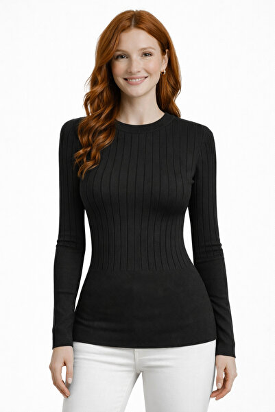 Neden Tekstil Crew Neck Ribbed Knitwear Sweater