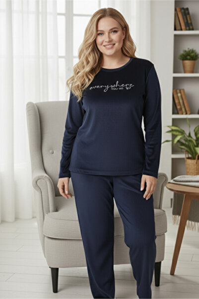 YusGos Women's Large Size French Velvet Round Neck Long Sleeve Printed Pajama...