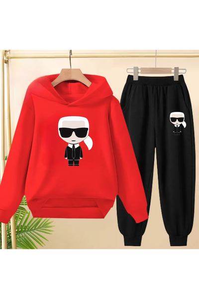 SVART WEAR Εμβληματικό σετ φόρμας με στάμπα Karl Lagerfeld, με κουκούλα και σ...