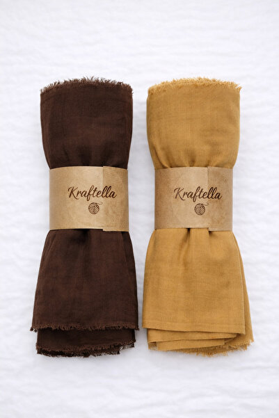 KRAFTELLA 2’li Bambu Kraş Şal – Mat Doğal Dokulu Fular Set