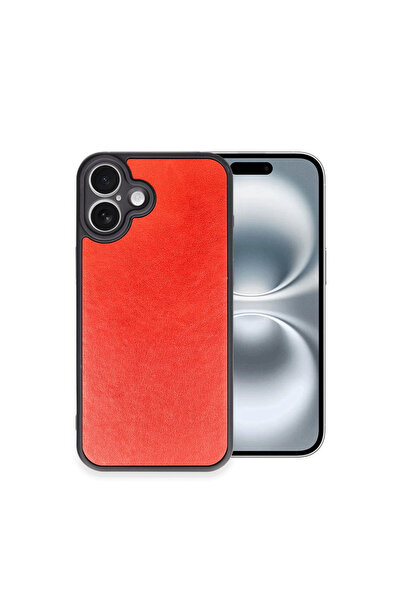 eco port غطاء حماية من الجلد لهاتف آيفون 16 بلس - أحمر