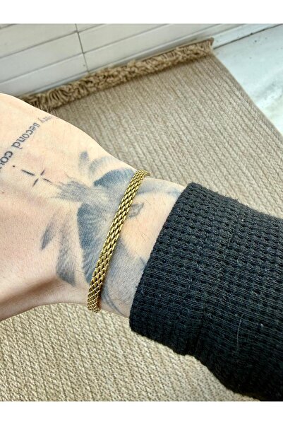 Fjellor Loramir Gold Color Men's Stainless Steel Mesh Model Chain Bracelet