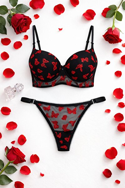 Merzu kadın balenli sütyen kilot takım