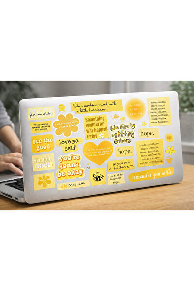 Limitless Design Positive Messages Sticker Set – 22X30 cm |   Yellow Tone Mot...