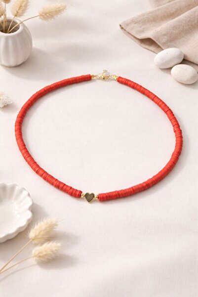 Archhazel Jewelery Kırmızı Kalpli Fimo Kolye