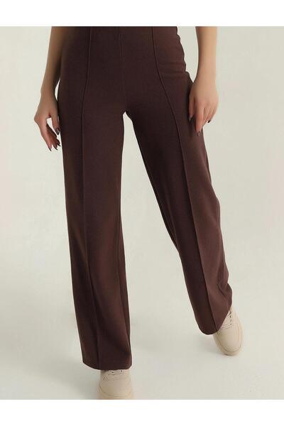 heree High Waist Ribbon Stitched Stretchy Straight Leg Women's Trousers