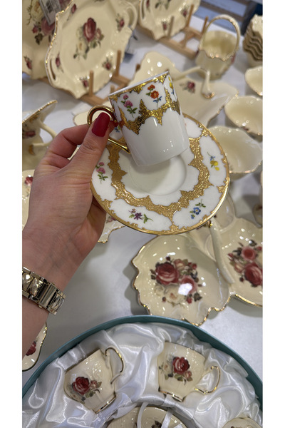 hediye ESTERHOMEDECOR طقم فناجين قهوة بورسلين 6 أشخاص