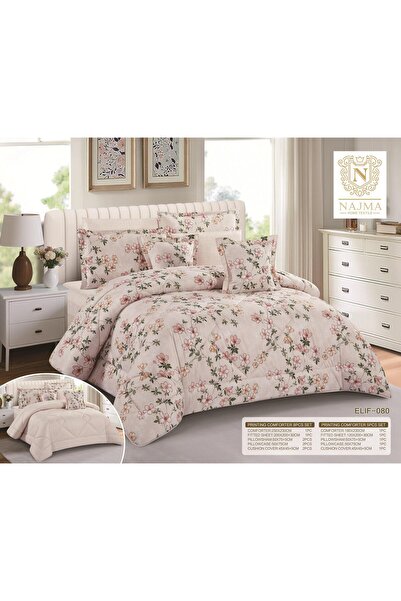 Graciana مفرش نوم نفرونص مشجر5قطع خامه مكروفايبر