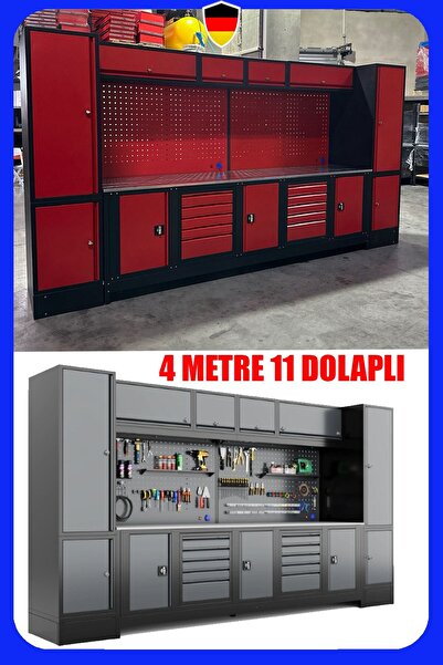 STAXX POWER 4 Metre 11 Dolaplı Modüler Takım Tezgahı – Endüstriyel Atölye Çal...