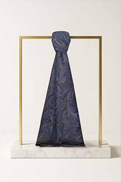 Çağrı İpek Ethnic Pattern Wool Silk Shawl 15259-15