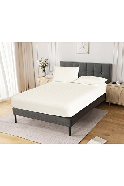 Donetella Striped Fitted Sheet Set 200x200 cm Super King – 1 Fitted Sheet + 2...