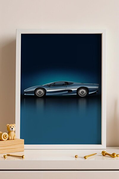 Saturn Jaguar Xj220 Car Framed Painting Men's Room and Garage Decor Classic C...