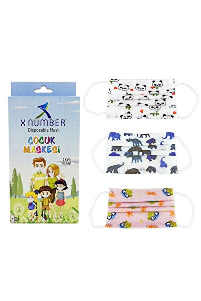 Hanedanev قناع أطفال مرن من 3 طبقات من X-number، 10 قطع من أقنعة الأطفال المن...