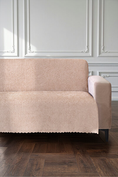 VELANORA HOME Beige Color 175X215 cm Premium Sofa Cover Chenille Jacquard Fab...