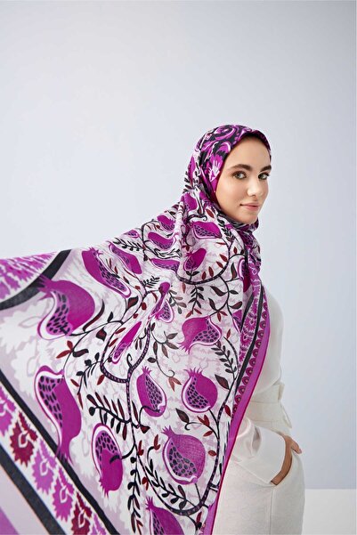 Imannoor Βαμβακερό σάλι φούξια χρώματος Paradise Pomegranate