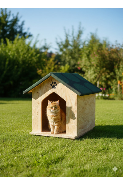 DivanAhşap LÜX KEDİ EVİ KULÜBESİ Yağmur Ve Soğuk Geçirmez Yalıtımlı 1.Sınıf O...