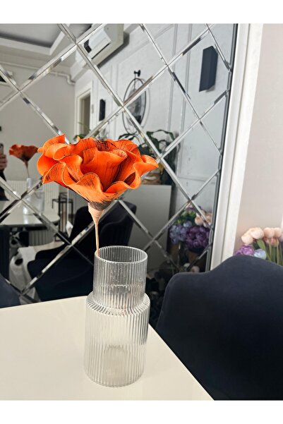 CrossWell Dekoratif Gold Şeritli turıncu Yapay Çiçek - Modern Masa Üstü Dekor...