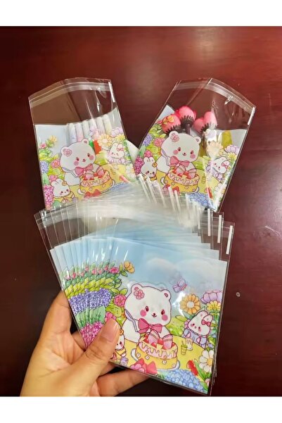 iğne izi Banded Transparent Patterned Bag Opp 10x10 Cm 95 Pieces