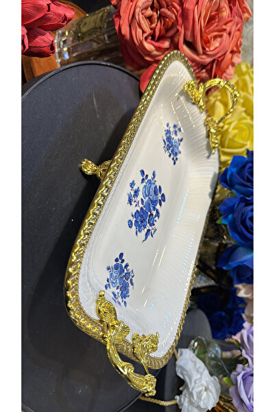 hediye Esterhomedecor Oval Porcelain Serving Dish with Stand