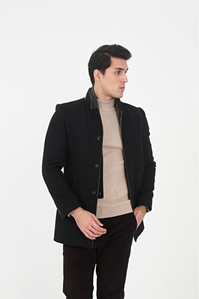 RUVEN TEKSTİL High Collar Ezel Shawl Collar Cashmere Coat