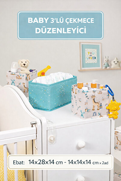 PONÇİK BEBEK Baby 3-Drawer Organizer – Practical & Stylish Storage Baby 3-Dra...