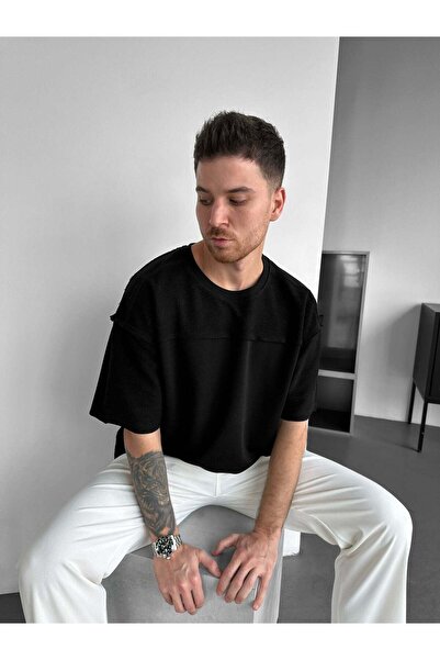 elkumoda Oversize Vintage Detailed Ripped Knitwear T-Shirt Vintage Washed Str...