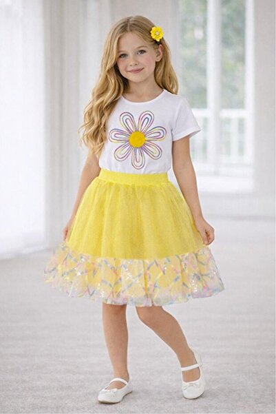 NOBLE STORE Κοριτσίστικο Σετ Φούστας και Μπλουζάκι με Φλοράλ Σχέδιο