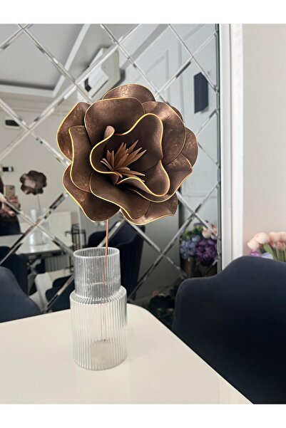 CrossWell Dekoratif Gold Şeritli Kahveregi Yapay Çiçek - Modern Masa Üstü Dek...