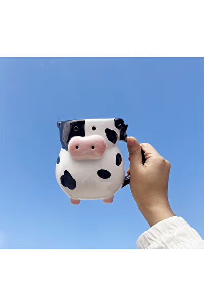 Mihristore Sevimli İnek Kupa Seramik Hediyelik Kupa Bardak İnek Tasarımlı Kupa