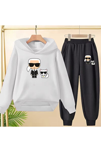 SVART WEAR Εμβληματικό σετ φόρμας με στάμπα Karl Lagerfeld, με κουκούλα και σ...