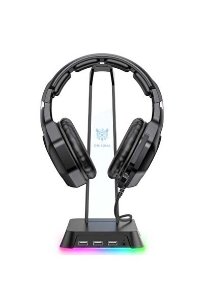 Onikuma حامل عرض سماعات الرأس ST-2 مزود بـ 3 منافذ USB ومنفذ صوت