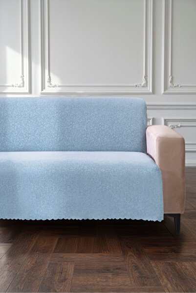 VELANORA HOME Ice Blue 175X215 cm Premium Sofa Cover Chenille Jacquard Fabric...