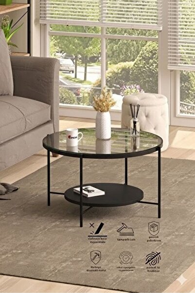 İMS ZİGON DÜNYASI Oslo Orta Sehpa - Şeffaf Cam / Siyah Mdf