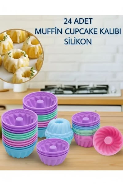 UNDHOME 24 Pieces of Muffin, Mini Cake Mold, Fireproof, Non-Stick, Easy to Re...