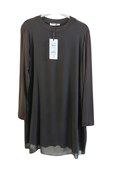 Puane Women's Crew Neck Long Sleeve Tunic/ Undershirt with Chiffon Detail on ...