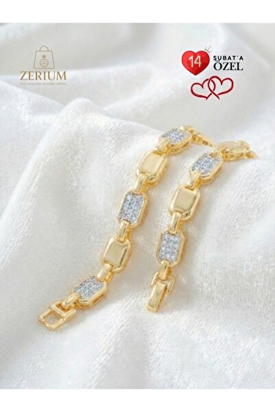 ZERİUM Geometric Zircon Stone Row Steel Bracelet