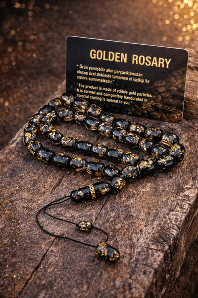 Mareluxe Golden Rosary Sertifikalı Altın Parçacıklı Uçak Camı Premium Tesbih ...