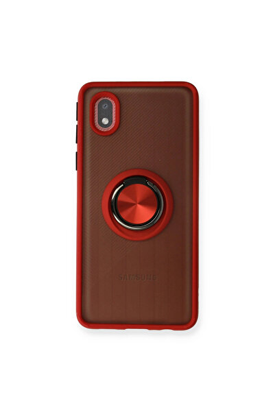 eco port غطاء سيليكون لهاتف سامسونج جالاكسي A01 كور مع حلقة مونتريال - أحمر